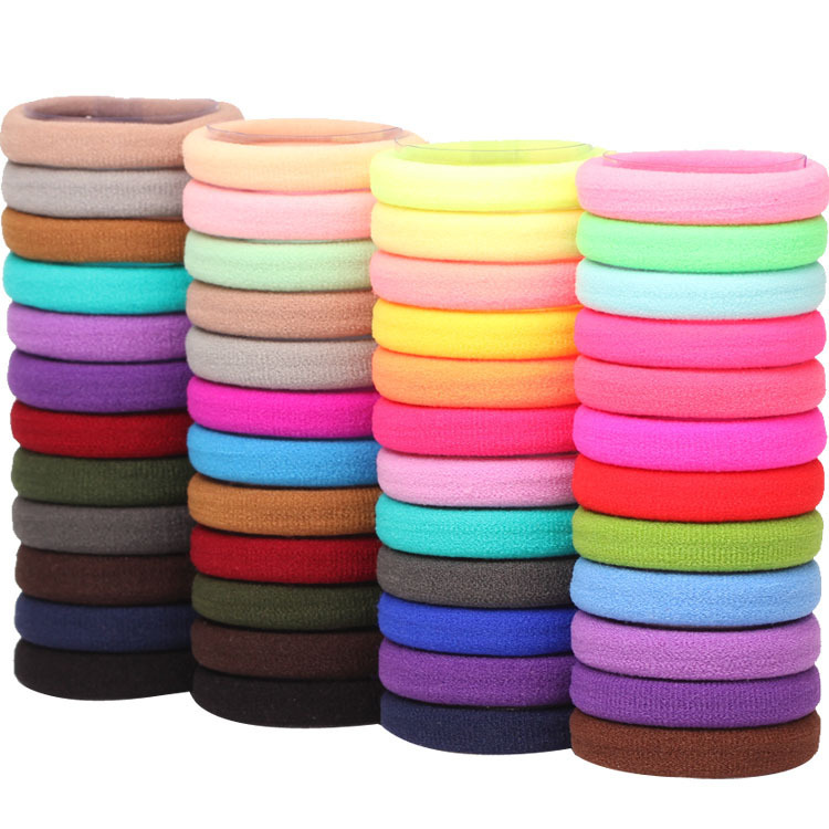 100 Bags of Girls' Colorfulful Seamless Hair Ropes for Adults 4.3cm Hair Ties High Elastic Towel Rings Nylon Hair Ropes