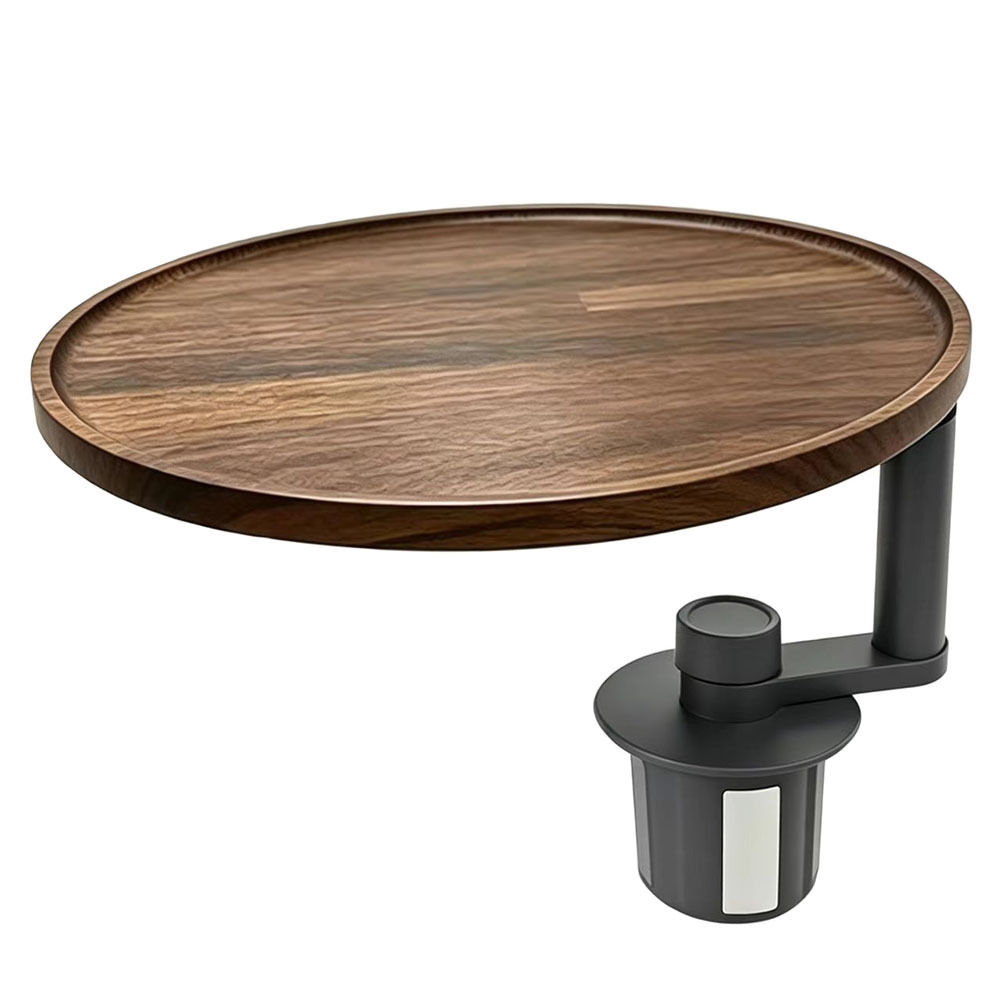 New wooden in-car floating tray with aluminum alloy base, ideal for Tesla and other universal cars, cup holder tray