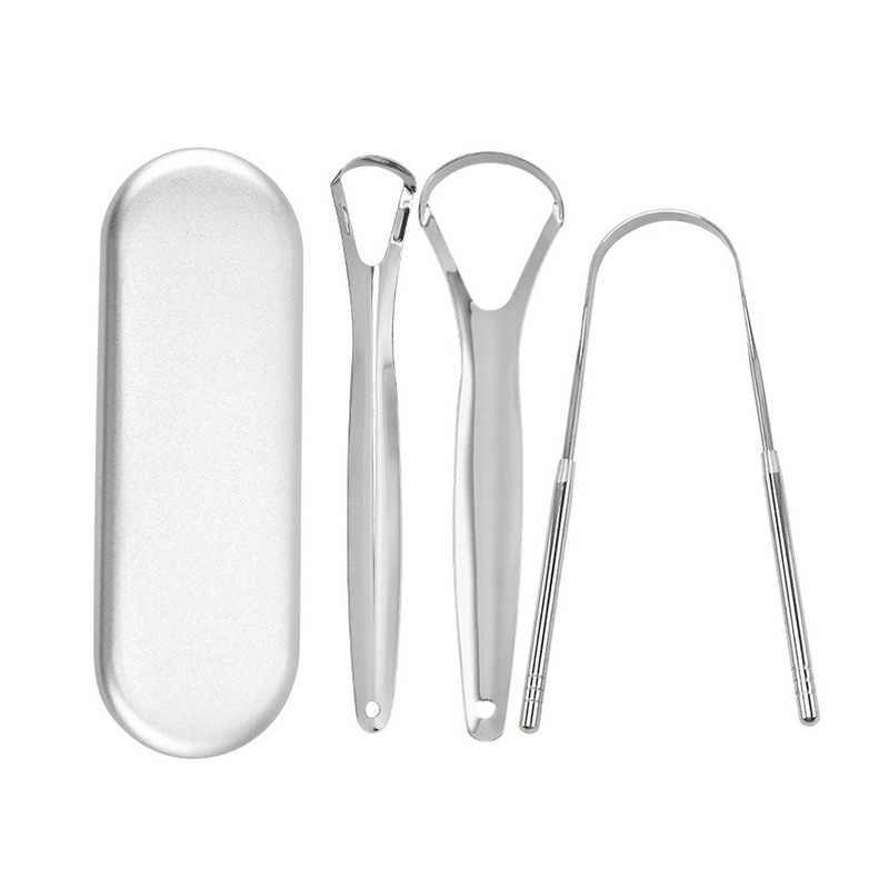 Raspador de Lengua de Acero Inoxidable en Forma de U con Caja de Hierro para Cuidado Bucal