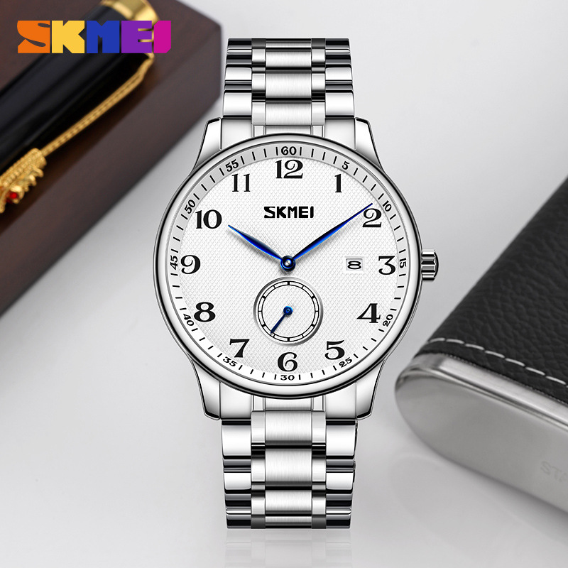 Momento de acero sólido reloj de hombre calendario de números árabes relojes de negocios comercio exterior regalos al por mayor personalizados
