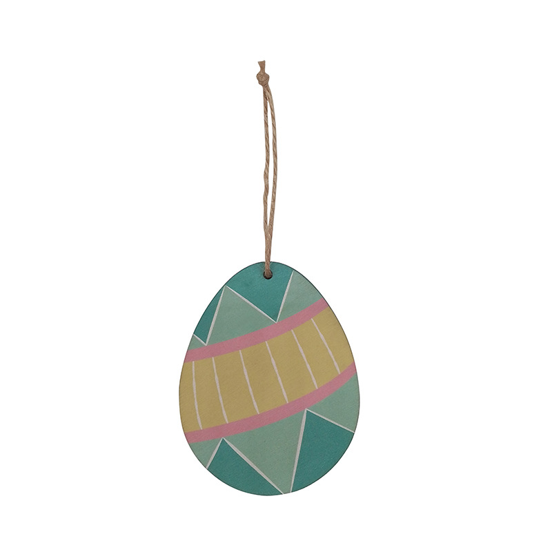 Cruz-frontera popular colgante de huevo de madera uv impresión decoración de pascua oval artesanía de madera huevo de colores chip de madera