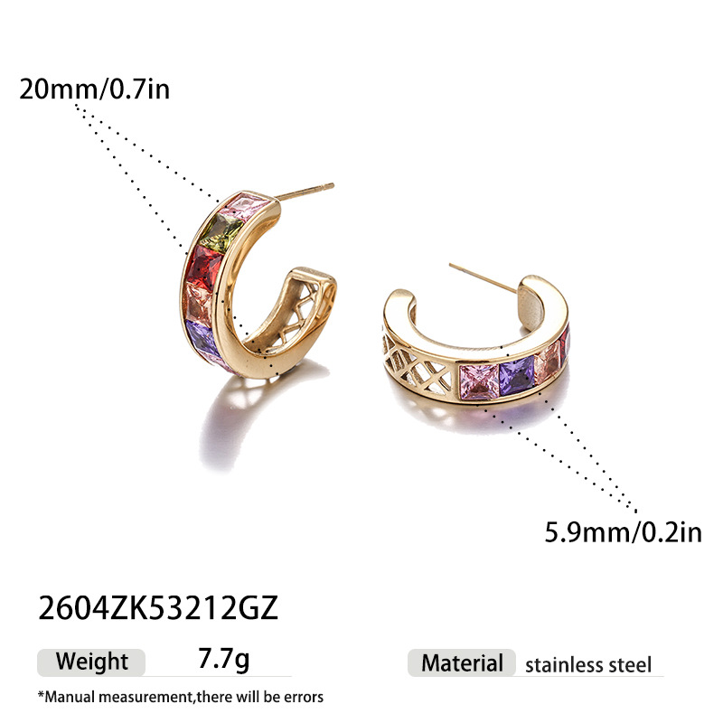 Taina Europa y los Estados Unidos fábrica de acero inoxidable transfronteriza directa venta caliente aretes de diamantes de color geométricos moda aretes de diamantes al por mayor