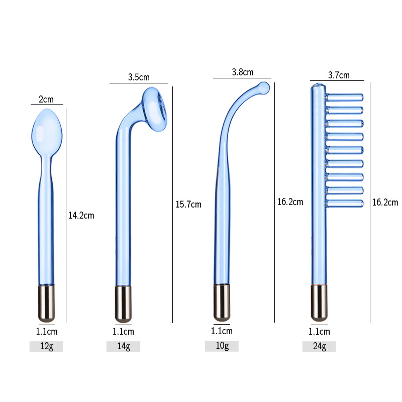Instrumento de electroterapia de alta frecuencia tubo de vidrio Accesorios instrumento de belleza luz roja luz púrpura electroterapia varilla electroterapia peine