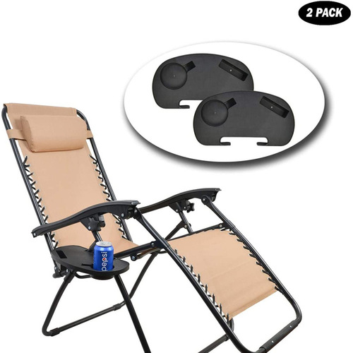 Outdoor foldable recliner cup holder tray with cup slots and phone slot recliner accessory