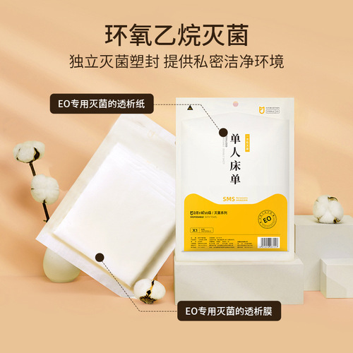 Single-use bedding set for travel (3-piece set including sheet, duvet cover, and pillowcase) for hotels and guesthouses to prevent cross-contamination