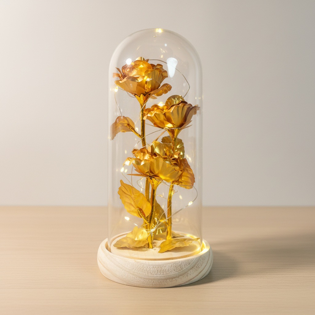 3 flores doradas de flores eternas regalos del Día de la Madre Qiuxi decorativos de mesa ramo de flores regalos del Día de San Valentín transfronterizos