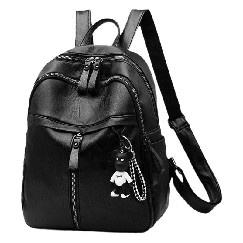 PU de cuero suave mochila de moda de las mujeres de estilo coreano de moda impermeable de gran capacidad mochila casual bolso de mensajero del hombro de las mujeres