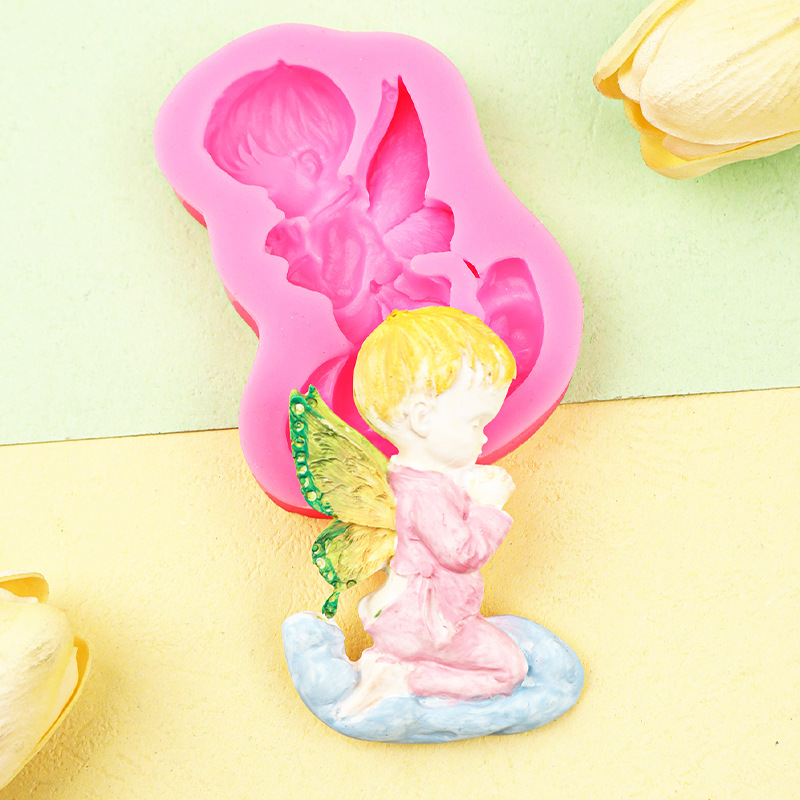 Deseo niño Ángel fondant silicona molde DIY oración bebé FORMA DE Ángel pastel chocolate decoración arcilla