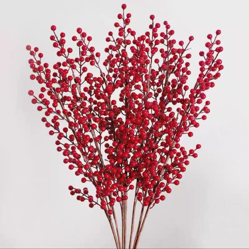 Simulated Berries, Fortune Fruit Branches, Holly Fruit, Red Fruit, Chinese Floral Living Room Ornaments, Entrance Hall Fake Flower Decoration Wholesale