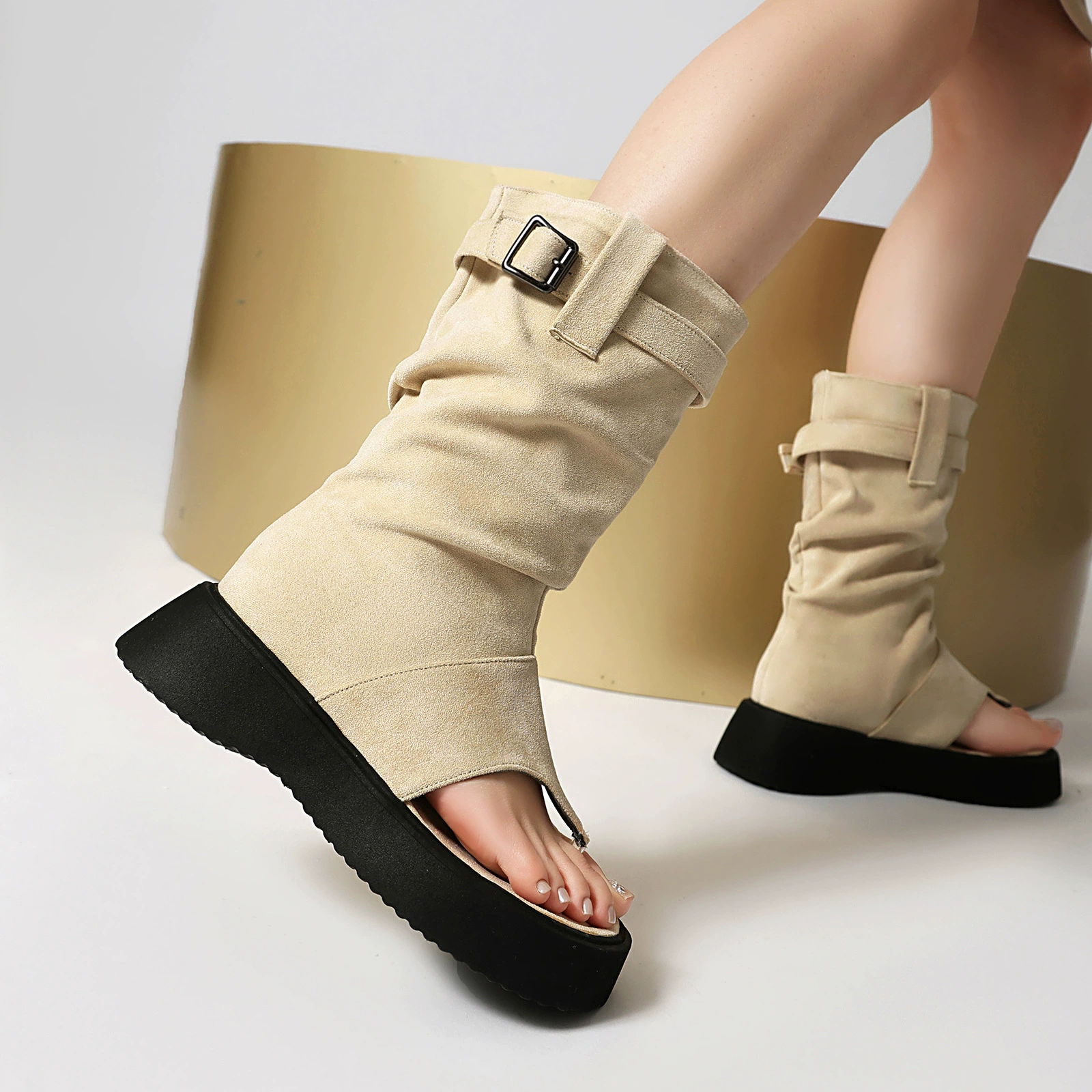 Denim low boots platform, European style