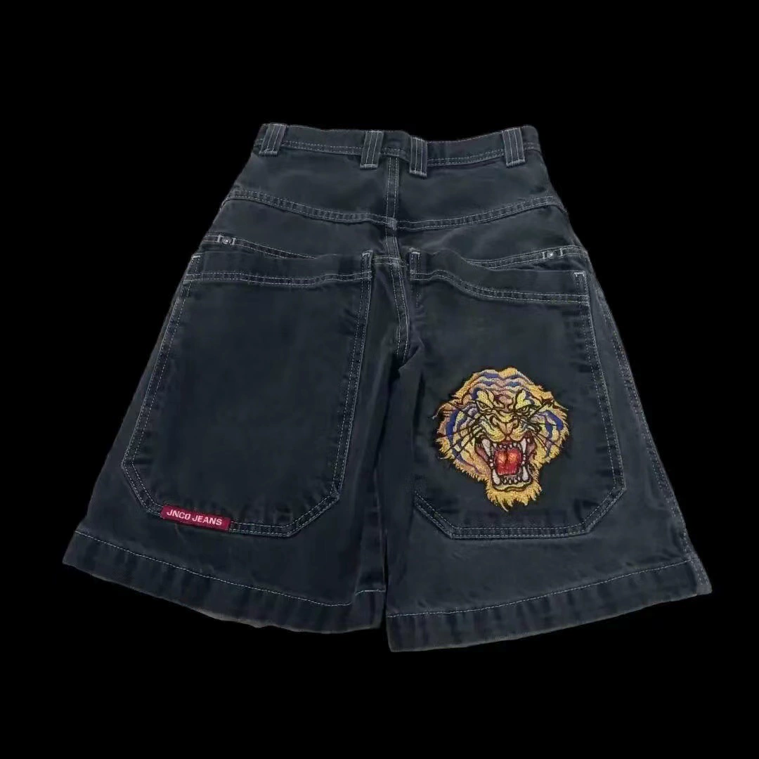 Джинсовые шорты ретро, loose fit, стирка черный/синий, разные размеры (2–XXL)