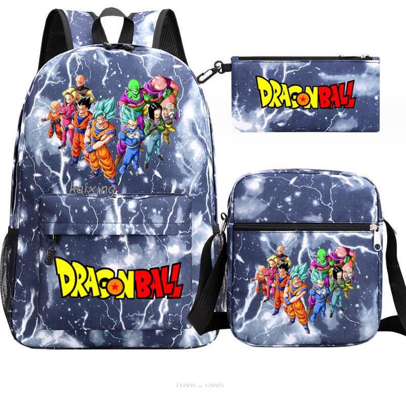 Juventud Dragon Ball mochila estudiante bolsa de hombro bolsa de viaje conjunto de 3 piezas