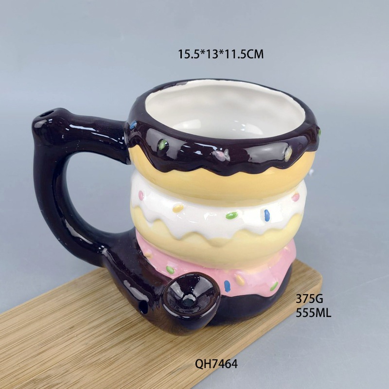 Transfronterizos europeos y estadounidenses de cerámica multifuncional donut taza de café creativa de alto valor de hamburguesas mug suministros de bar