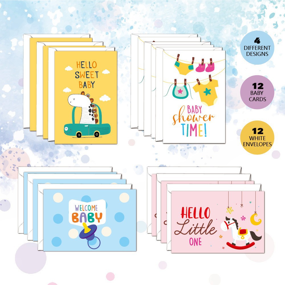 跨境hello baby 卡片邀请迎婴派对祝福感谢庆祝宝宝新生儿贺卡
