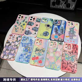 适用iphone15Promax手机壳透明14PLUS苹果16渐变色闪粉电镀13镂空