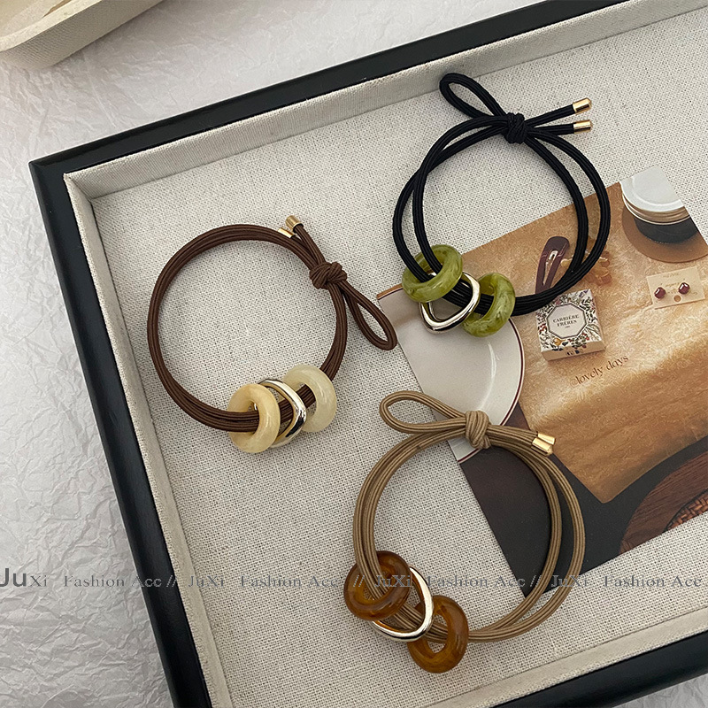 韓版設計感圓圈氣質皮筋扎頭髮繩頭繩女低馬尾髮飾丸子頭髮圈髮飾