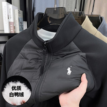 国标50绒2025冬季新款保暖时尚纯色刺绣白鸭绒男士休闲羽绒服上衣