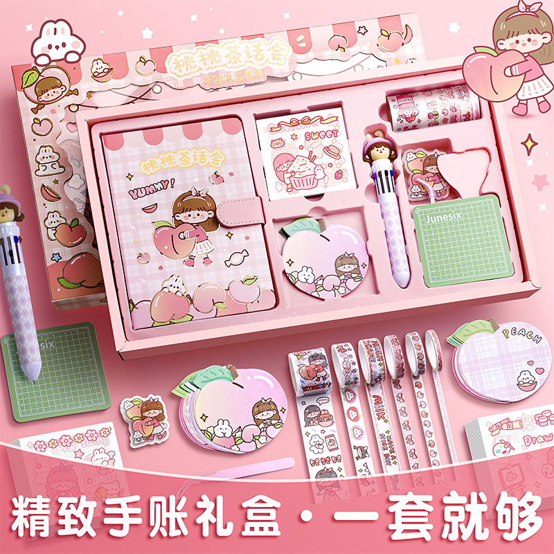 Caja de Regalo de Agenda para Niñas Kaba Bear, Diario Estudiantil, Material de Pegatinas Infantiles, Juego Completo de Cuaderno de Regalo