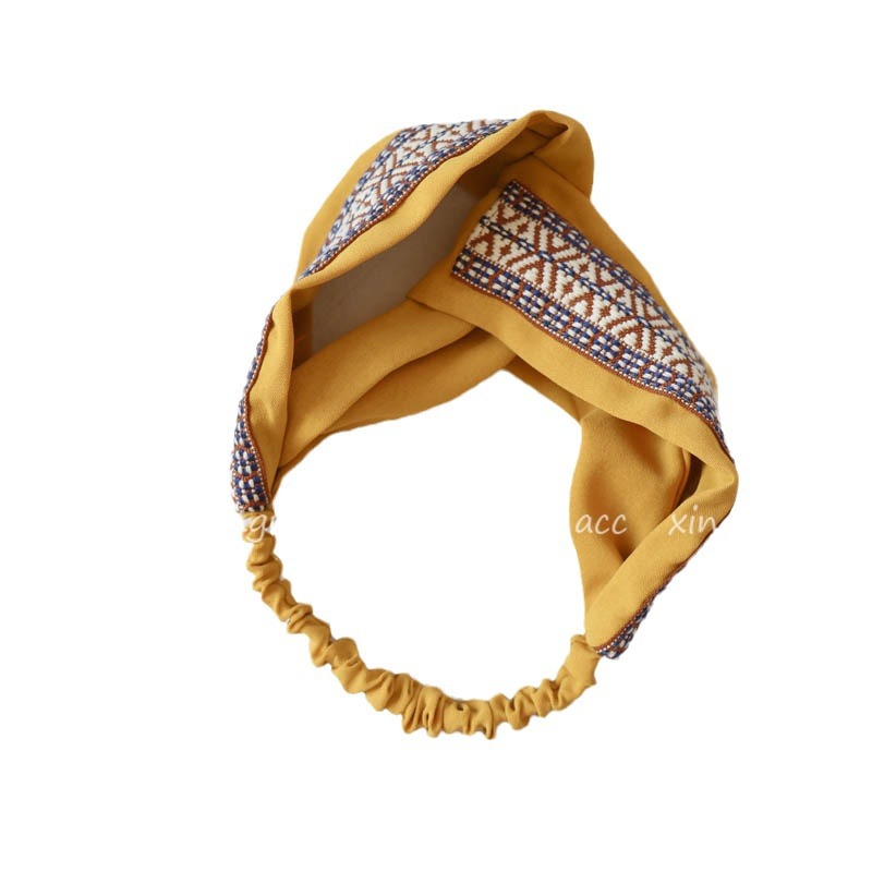 Versatile Ethnic Storm: Semitic Lace Cross Strap Headband Photo Performance Hair Accessories_voghion.com