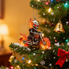 跨境圣诞用品Blazing Skull Biker Ornament圣诞节装饰品汽车挂件