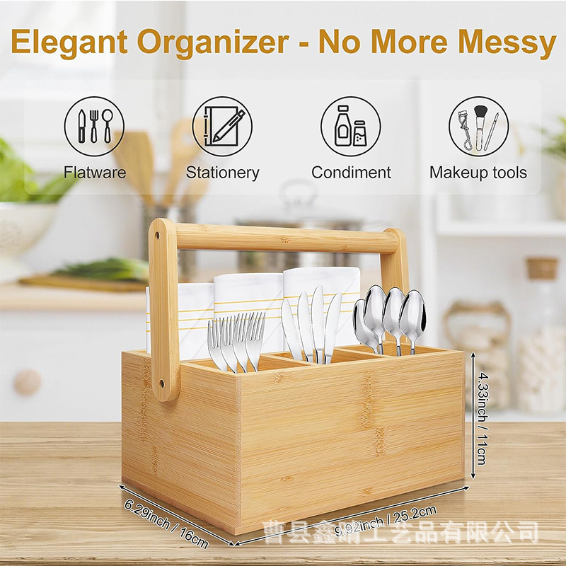 Hogar vajilla portátil de almacenamiento en rack condimento occidental vajilla utensilios de madera de bambú cuchillo y tenedor caja de almacenamiento