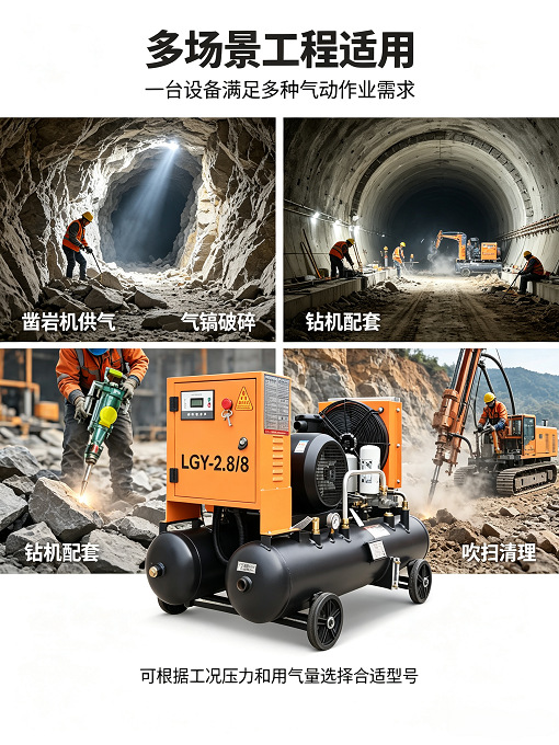Kaisan Screw Air Compressor Dual-Tank Screw Compressor Lgy5/8 for Construction Site Spray Painting, Air Supply for Air Pick, Air Drill, and Rock Drilling Machine