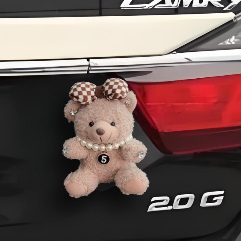 Colgante trasero de coche muñeco de oso de peluche lindo de dibujos animados decoración de maletero motocicleta decoración de bicicleta