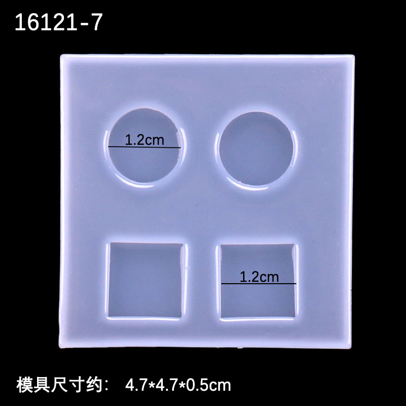 Espejo mini figura Linda silicona molde DIY Stud pendientes colgante epoxi estrella corona peces amor corazón cuadrado redondo