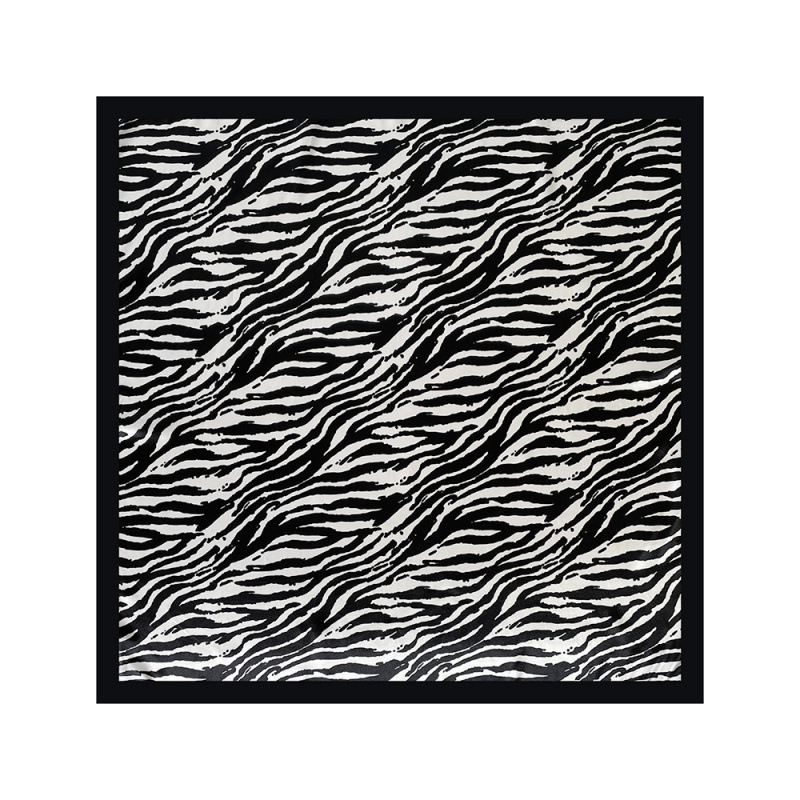 Lenço de seda com estampa de zebra de 90 cm, estilo europeu/americano, para usar com bolsa, lenço de cabeça, xale, imitação de seda acetinada, lenço quadrado estampado para mulheres._voghion.com