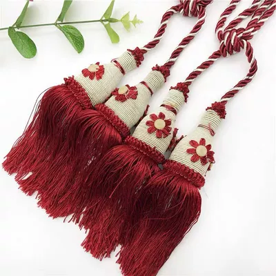 decorative tie ball hanging accessories, Trailer rope/net/strap - one-5-pairs-flower-ball-purplish-red