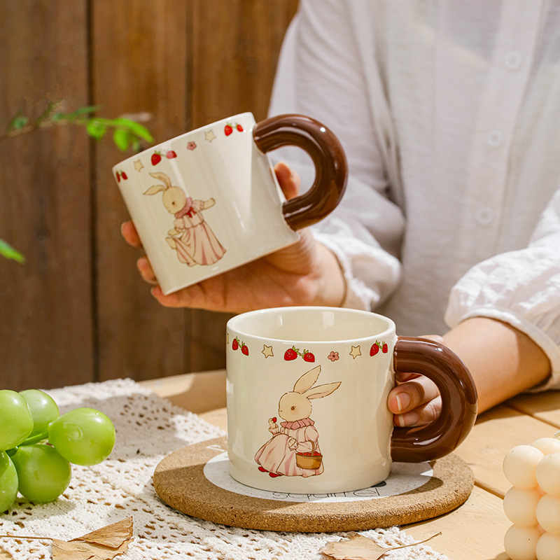 Tianyuan Rabbit Mid-Autumn Style Ceramic Cup Creative Gift Breakfast Cup Coffee Cup Cute Mugs Personality Office