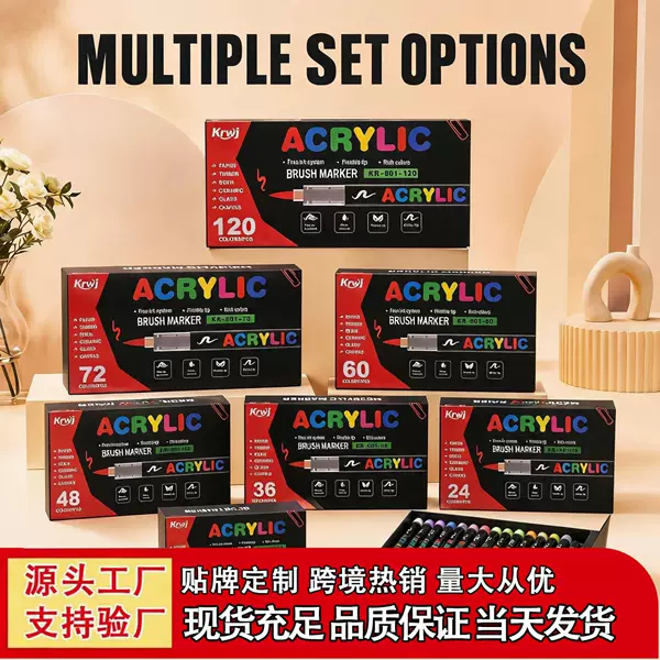 Manufacturer's Direct Liquid Acrylic Marker Set with Soft Tip, No-Press Design, Suitable for Students' DIY Art and Professional Painting Watercolor Pens