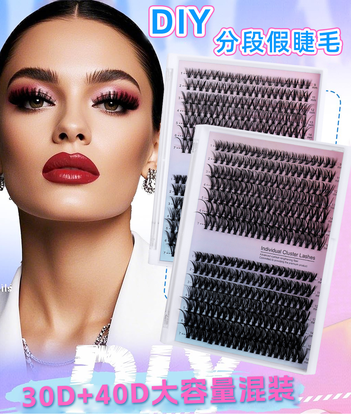 Cross-Border Segmented Eyelash Set 280 Clusters Self-Grafting 30D40D European and American Thick Hair Eyelashes Glue Style O1CN01STEehI1J53dfZq3Kj !!2216698540976 0 Cib