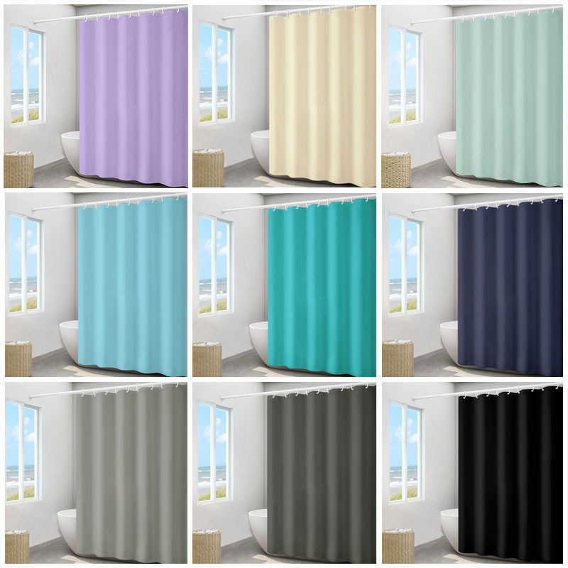 Waterproof and mildew-proof thickened plain shower curtain polyester waterproof shower curtain bathroom waterproof Curtain Hotel solid color partition curtain