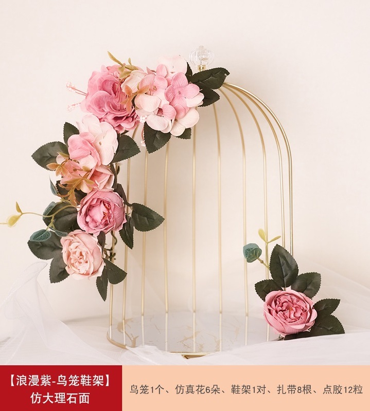 鸟笼婚鞋盒diy展示架盒子带锁套圈氛围感水晶盒结婚游戏道具|undefined