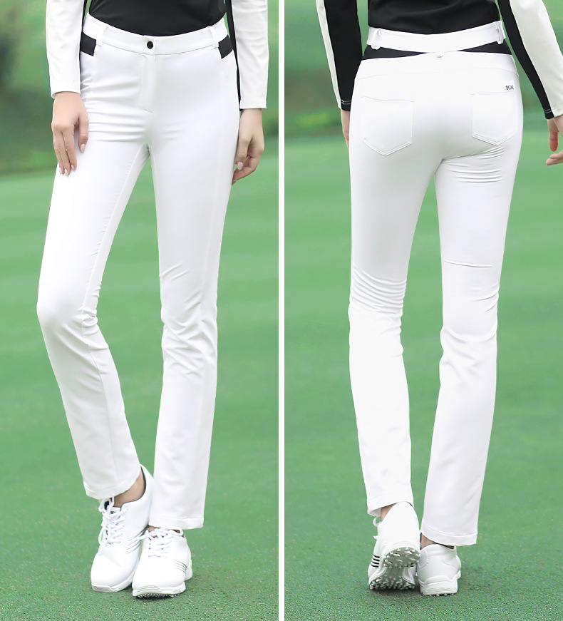 Quần thể thao golf nữ dài co giãn mỏng, lót nhung ấm mùa xuân đông — KUZ093 trắng [lót nhung], KUZ093 màu đỏ [lót nhung], KUZ093 màu đen [lót nhung], KUZ093 Màu xanh hải quân [lót nhung]