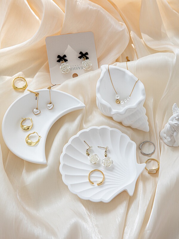 White Shell Conch Small Plate Photo Prop Storage Tray Jewelry Photography Props Dropshipping White Shell Conch Small Plate Photo Prop Storage Tray Jewelry Photography Props Dropshipping