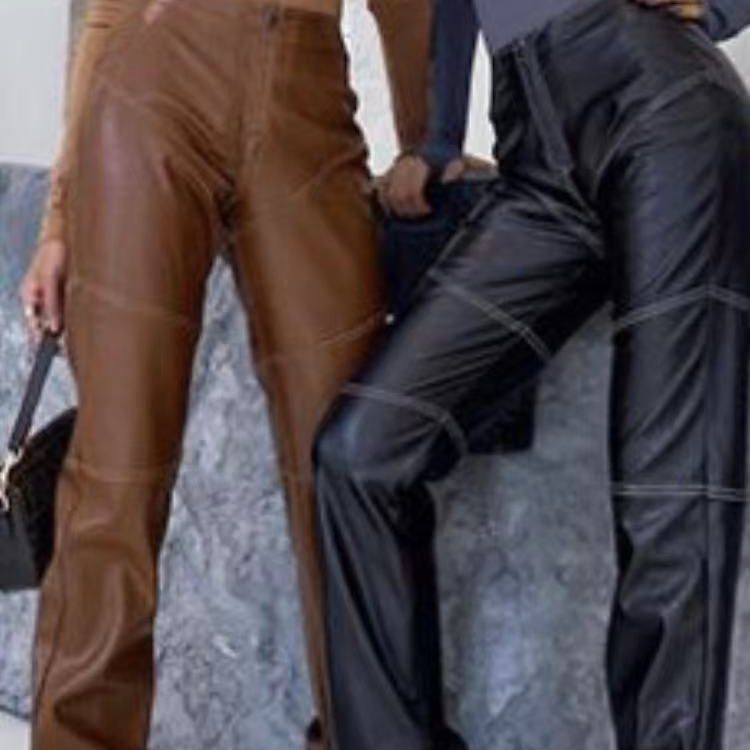 2023 AliExpress Amazon nuevo bolsillo de las mujeres pantalones de cuero rectos pantalones casuales a rayas retro pantalones INS para las mujeres image 5