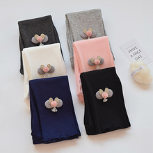 女童打底裤春秋季薄款棉白色宝宝打底袜外穿秋季儿童九分长裤子