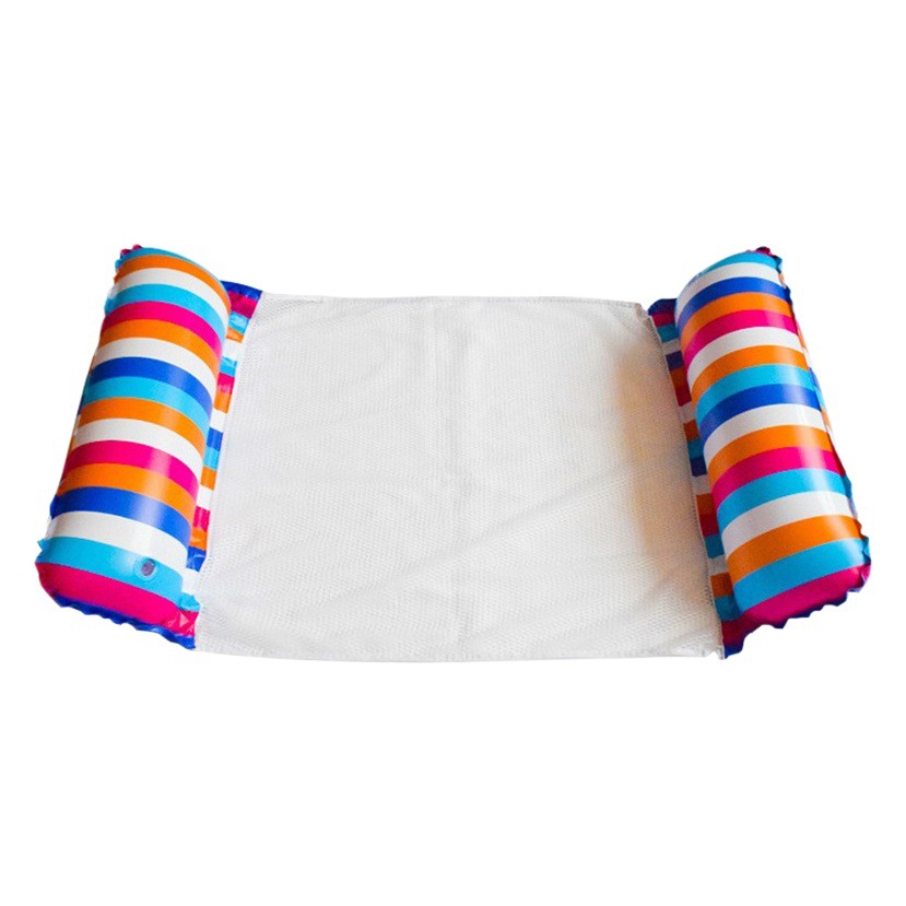 Transfronterizo en stock piscina inflable fila flotante plegable cama flotante a rayas juego de agua hamaca sola fila flotante reclinable