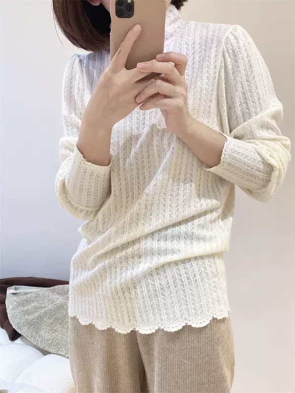 Elastic soft lace base long-sleeve
