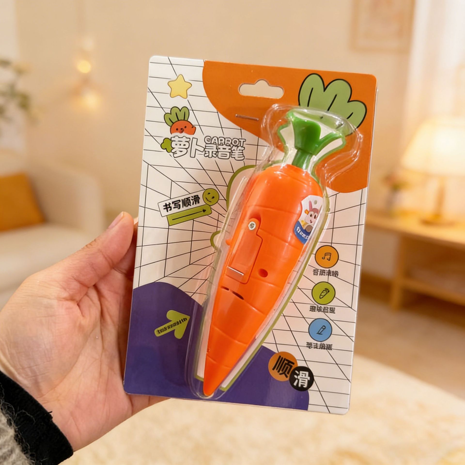 Zootopia con lápiz de grabación de zanahoria de dibujos animados, grabador de sonido compacto de dibujos animados, lápiz de bolas, papelería