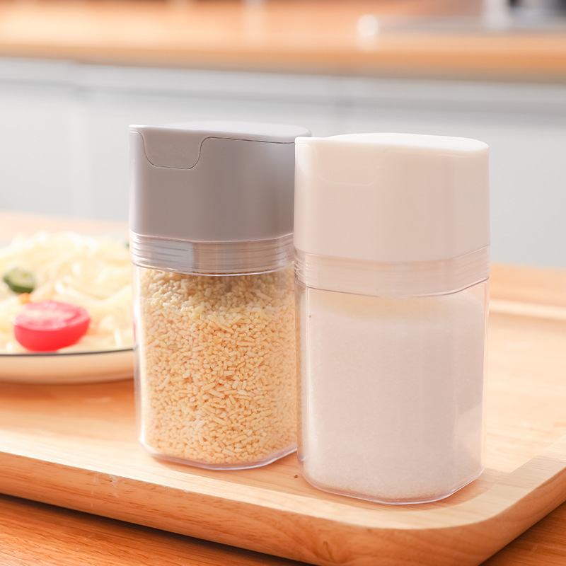 Cocina automática apósito abierto puede controlar la medición botella hogar condimento Caja Sellada frasco de sal húmeda MSG sal condimento botella