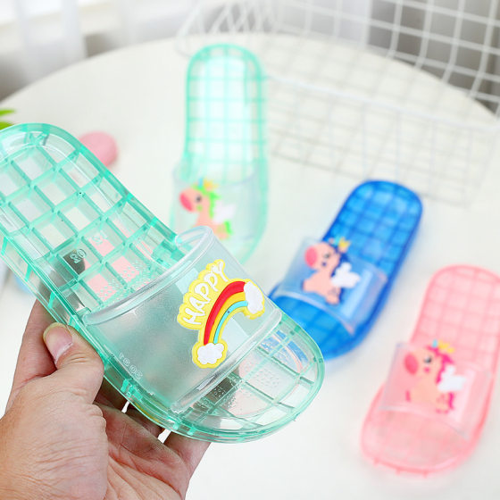 Parent-child Children's Slippers Summer Fashion Cartoon Children's Crystal Transparent Indoor Home Non-slip Deodorant Sandals for Women