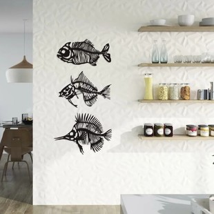 Source manufacturers supply independent station metal wall art three fish indoor living room decoration pendant metal crafts