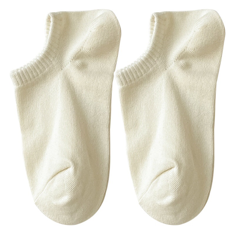 Calcetines de barco Calcetines de verano para mujer Calcetines finos de algodón de color sólido Calcetines antideslizantes que absorben el sudor Calcetines invisibles para mujer Zhuji
