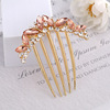 Metal retro golden water for bride, fashionable universal hairgrip, hair accessory, Korean style, with gem, light luxury style