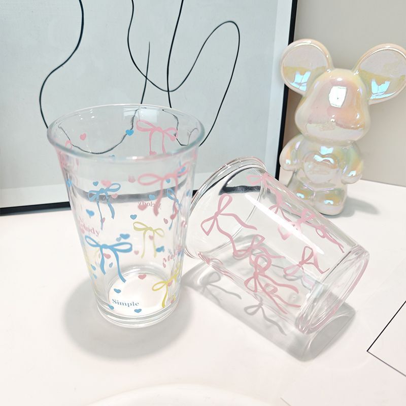 かわいいインリボンガールガラス家庭用高価値ウォーターカップ朝食ミルクカップコーヒーカップホットスタイル|undefined