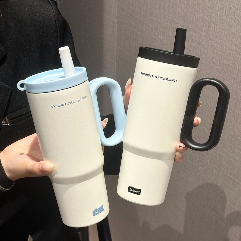 新しいアイスバーカップ、見栄えの良い316ステンレス鋼魔法瓶カップ、ハンドル付き保冷カップ、茶水分離カップ、ストローカップ|undefined
