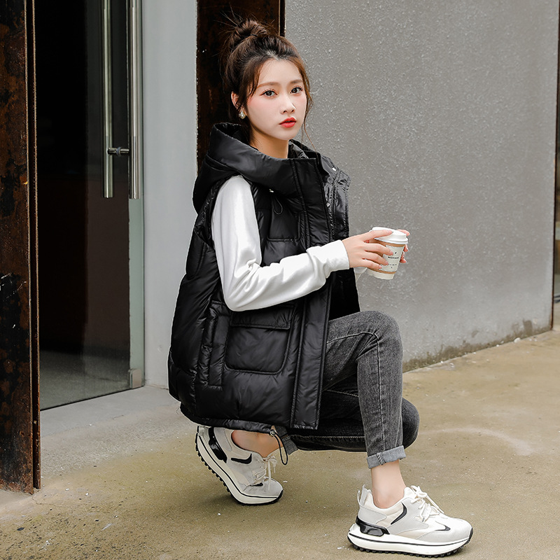 새로운 드레스 양복 조끼 후드 캐주얼 느슨한 단색 민소매 코트 맞춤 처리 샘플을 사용자 정의 할 수 있습니다